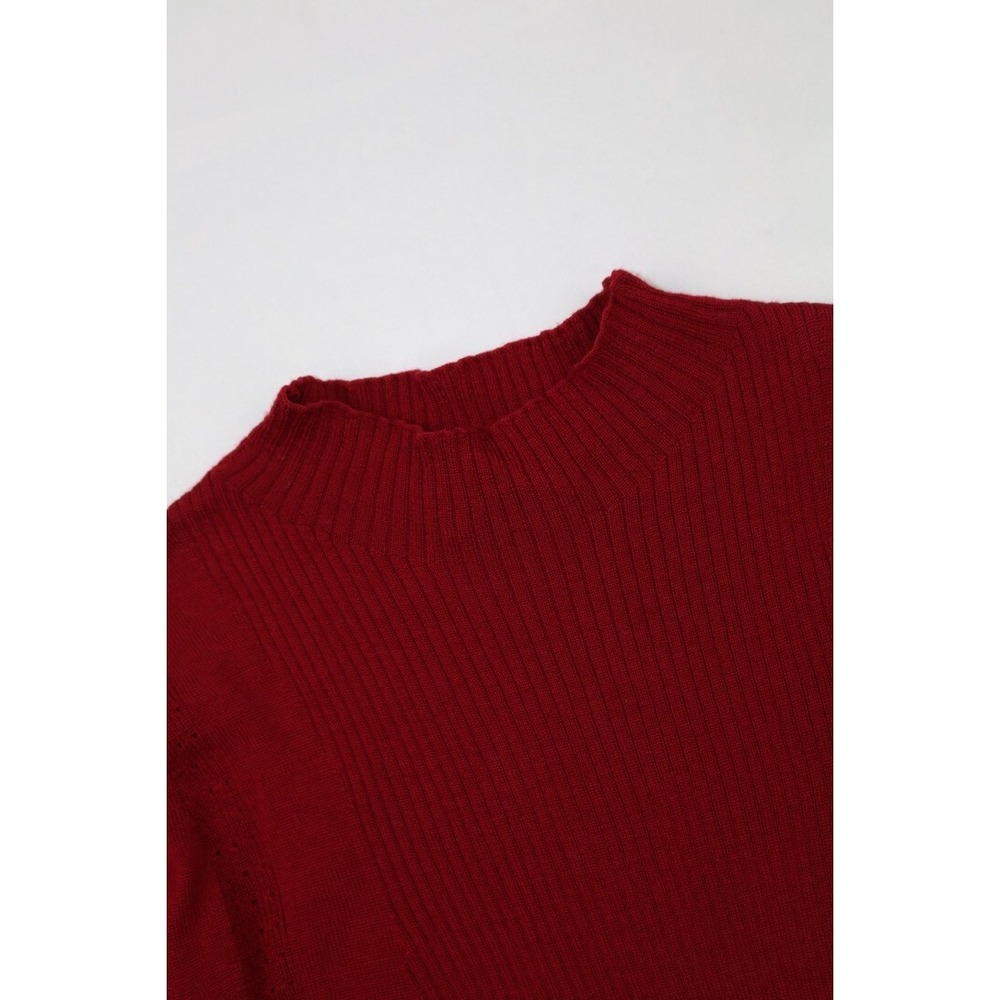 Elie Tahari Raspberry Mock Neck Ribbed Sweater Top Merino Wool Sz S - Picture 3 of 12